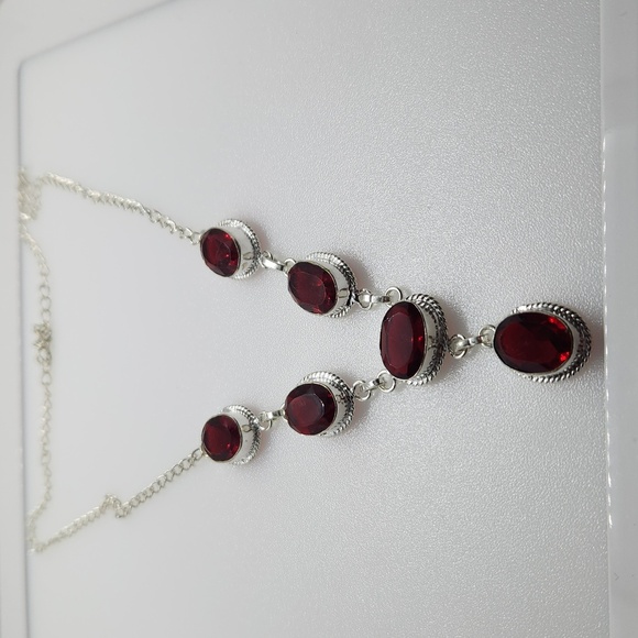 Nwot! Garnet sterling necklace handmade - Picture 2 of 6